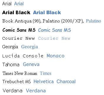 List of 
browser safe fonts