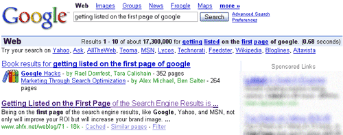 Getting listed on the first page of google