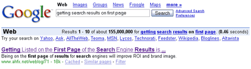 getting search results on the first page