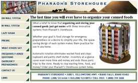 Pharaoh's Storehouse :: Food Storage Organization :: http://www.pharaohsstorehouse.com